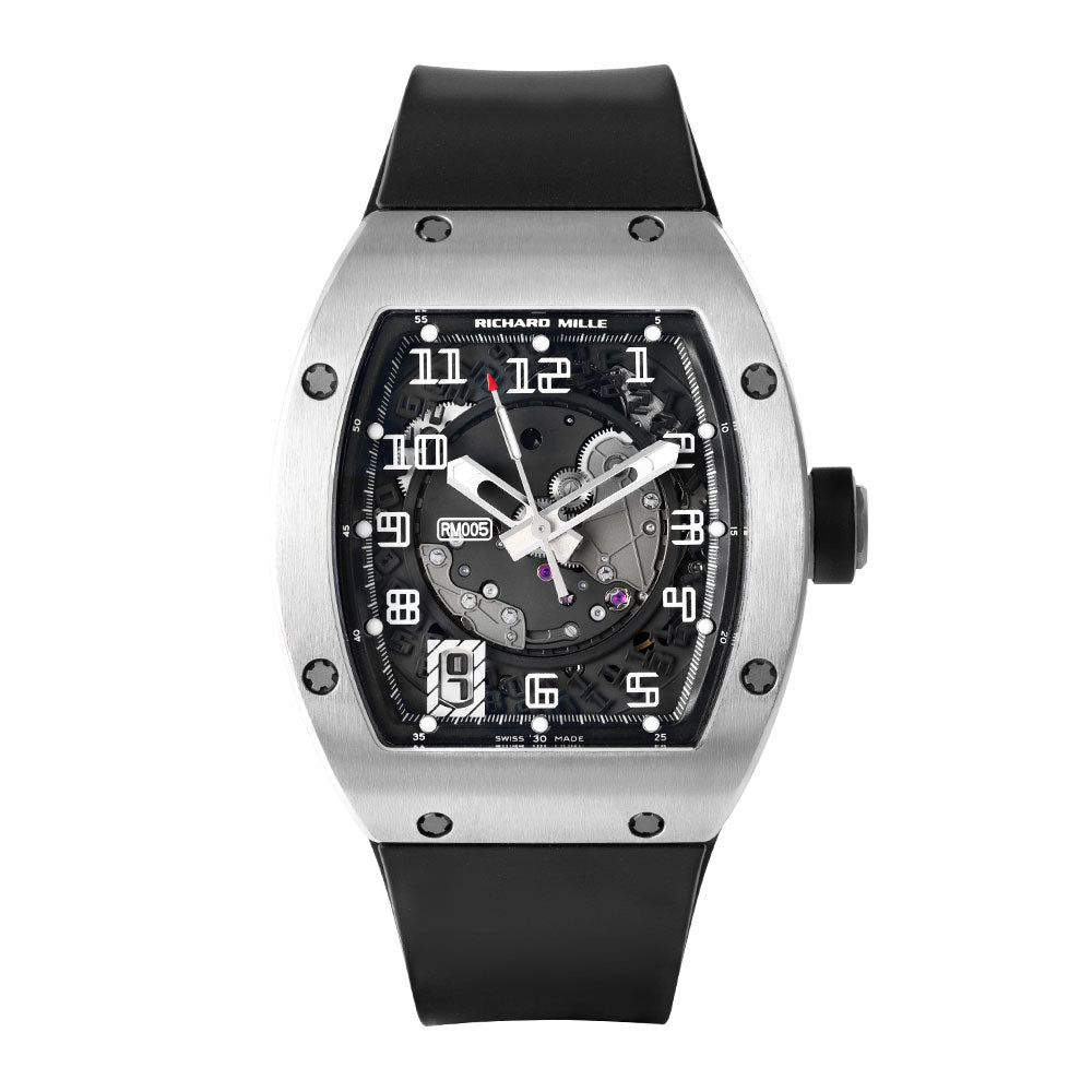 Richard Mille RM005 White Gold 38 mm x 45 mm Transparent Dial White Gold Rubber Strap