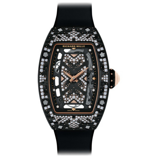 Richard Mille RM07-01 Automatic Winding Intergalactic 30 mm 18k Rose Gold/Diamonds Dial Stainless Steel/Diamonds Black Rubber Strap