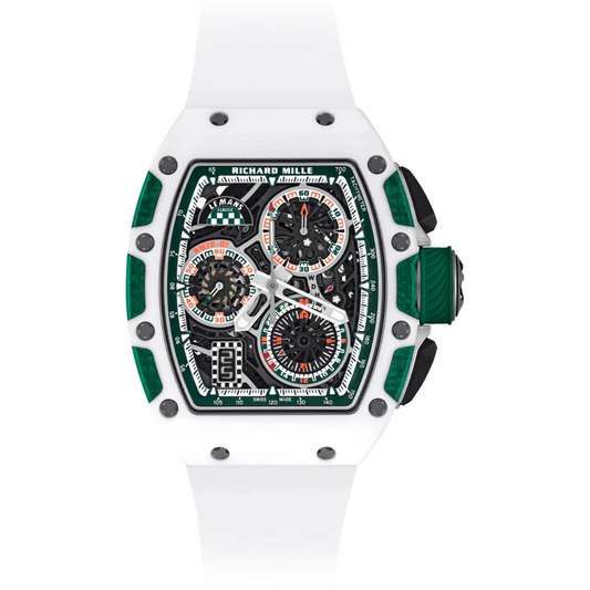 Richard Mille RM72-01 Automatic Winding Flyback Chronograph Le Mans Classic 47 mm Black Dial Green and White Quartz TPT Rubber Strap