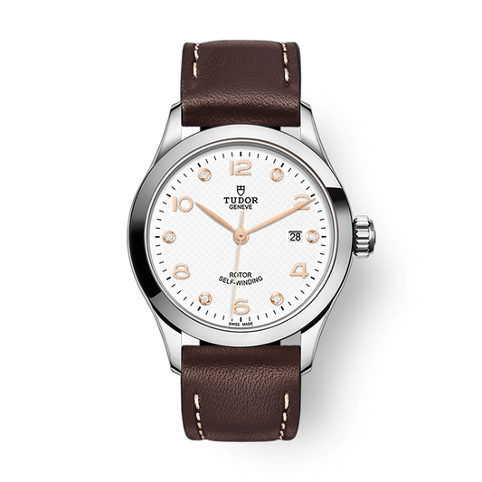 Tudor 1926 28 mm White Dial with Diamonds Stainless Steel Leather Strap M91350-0014