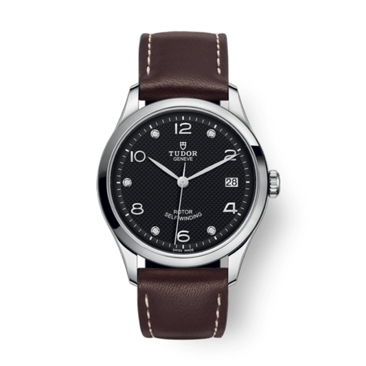 Tudor 1926 36 mm Black Dial with Diamonds Stainless Steel Leather Strap M91450-0009