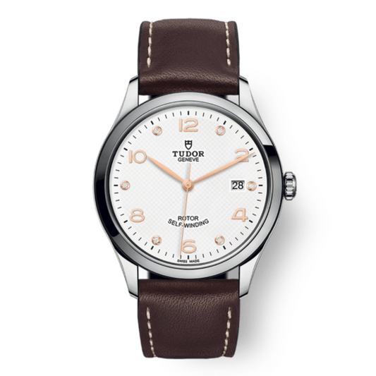 Tudor 1926 39 mm White Dial with Diamonds Stainless Steel Leather Strap M91550-0014