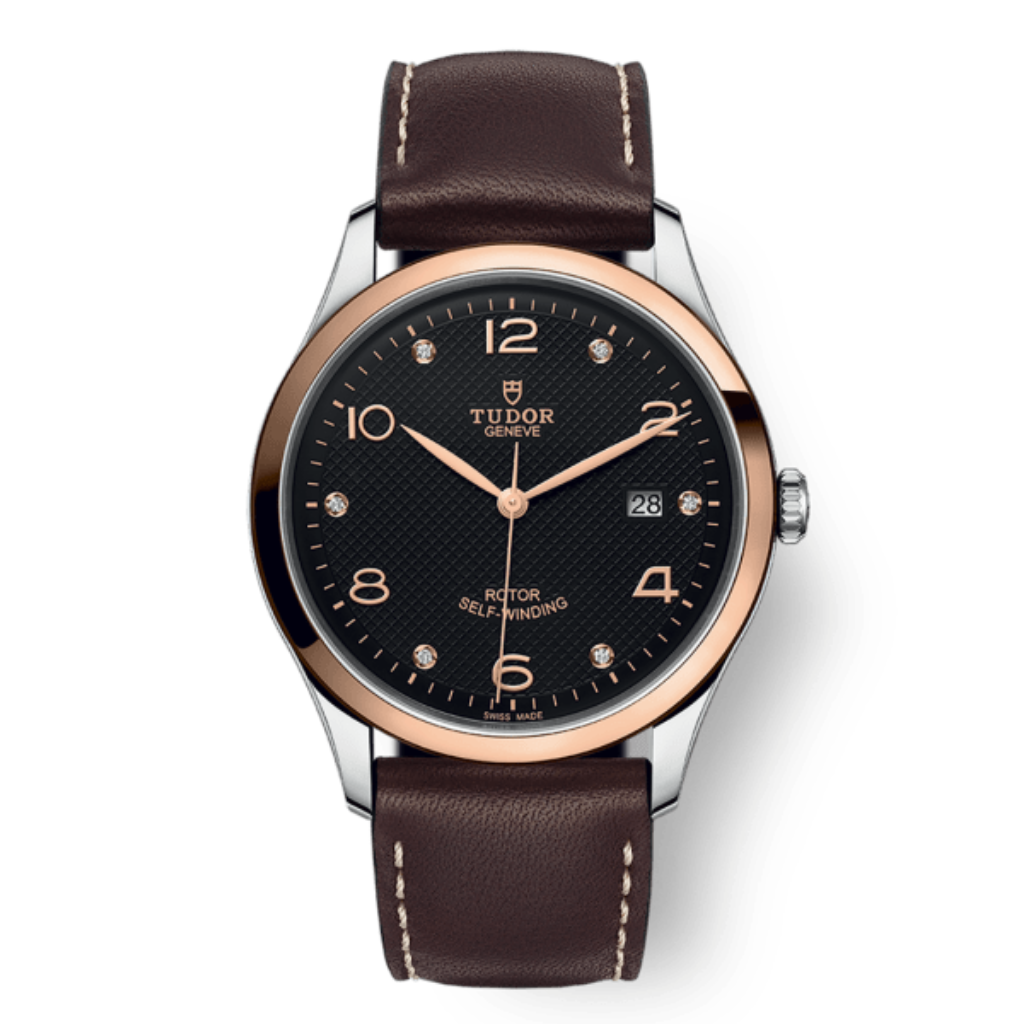 Tudor 1926 41 mm Black Dial with Diamonds Stainless Steel Leather Strap M91651-0008