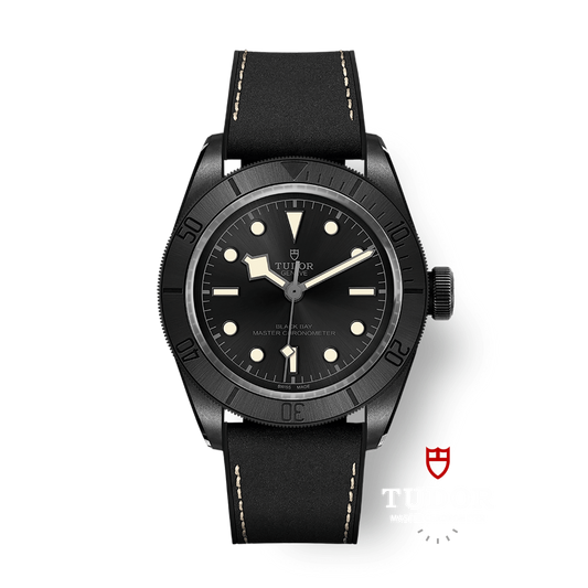 Tudor Black Bay Ceramic 41 mm Black Dial Ceramic Leather Strap M79210CNU-0001