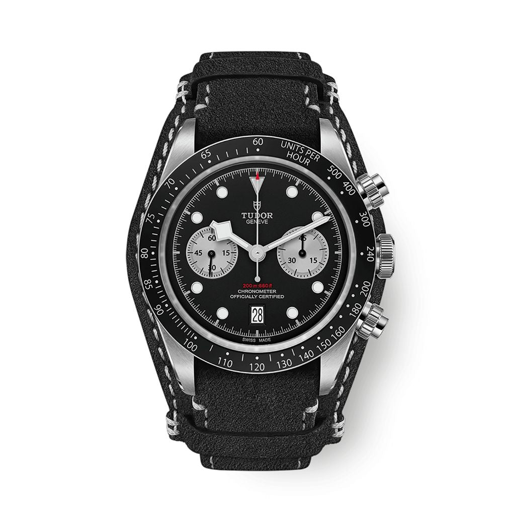Tudor Black Bay Chrono 41 mm Black Dial Stainless Steel Leather Strap M79360N-0005