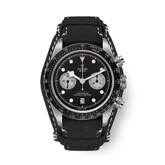 Tudor Black Bay Chrono 41 mm Black Dial Stainless Steel Leather Strap M79360N-0005