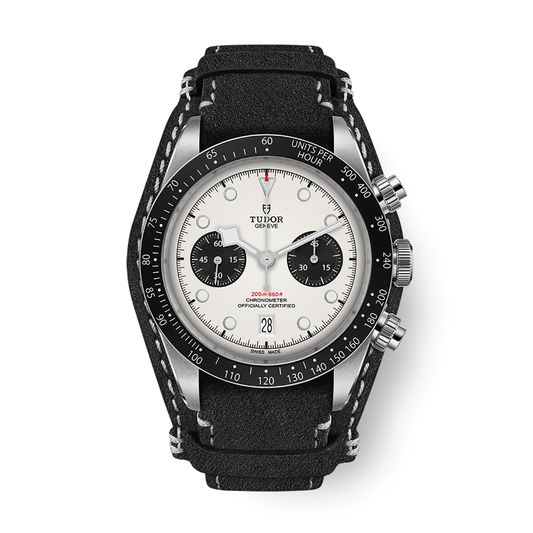 Tudor Black Bay Chrono 41 mm Silver Dial Stainless Steel Leather Strap M79360N-0006