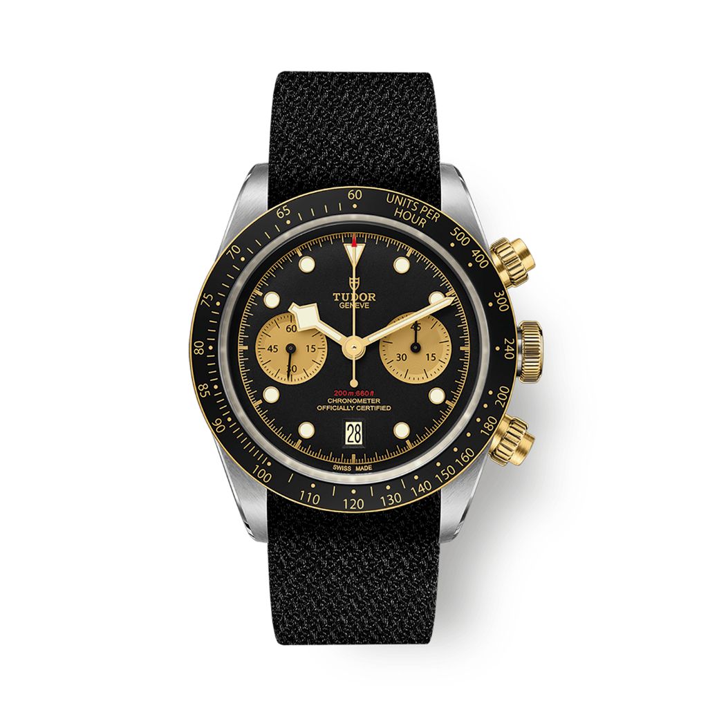 Tudor Black Bay Chrono S&G 41 mm Black Dial Stainless Steel Fabric Strap M79363N-0003