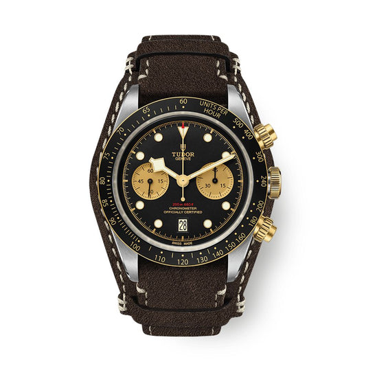 Tudor Black Bay Chrono S&G 41 mm Black Dial Stainless Steel Leather Strap M79363N-0002