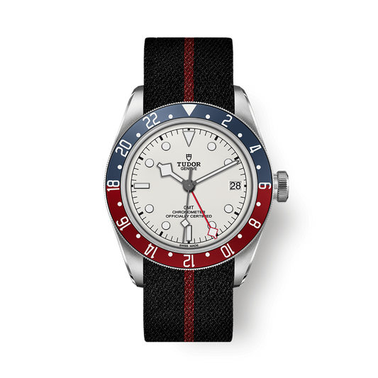 Tudor Black Bay GMT 41 mm Silver Dial Stainless Steel Fabric Strap M79830RB-0012
