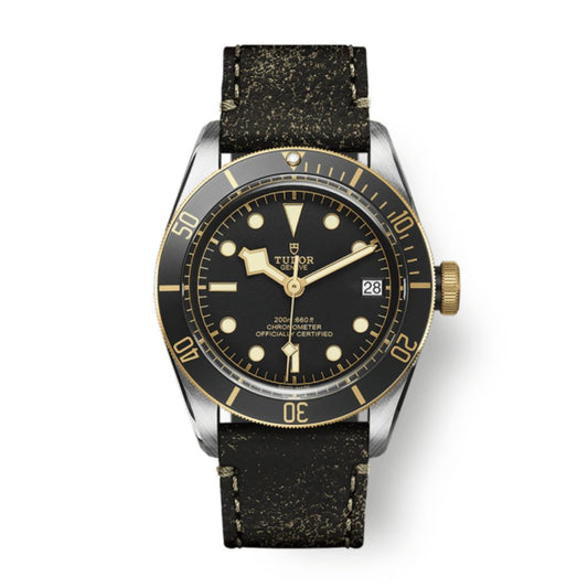 Tudor Black Bay S&G 41 mm Black Dial Stainless Steel Leather Strap M79733N-0007