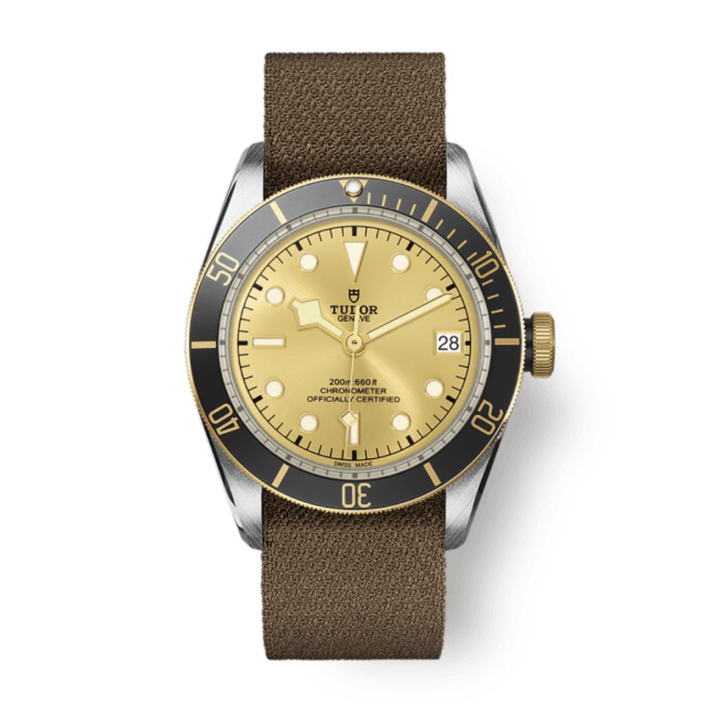 Tudor Black Bay S&G 41 mm Golden Dial Stainless Steel Fabric Strap M79733N-0006