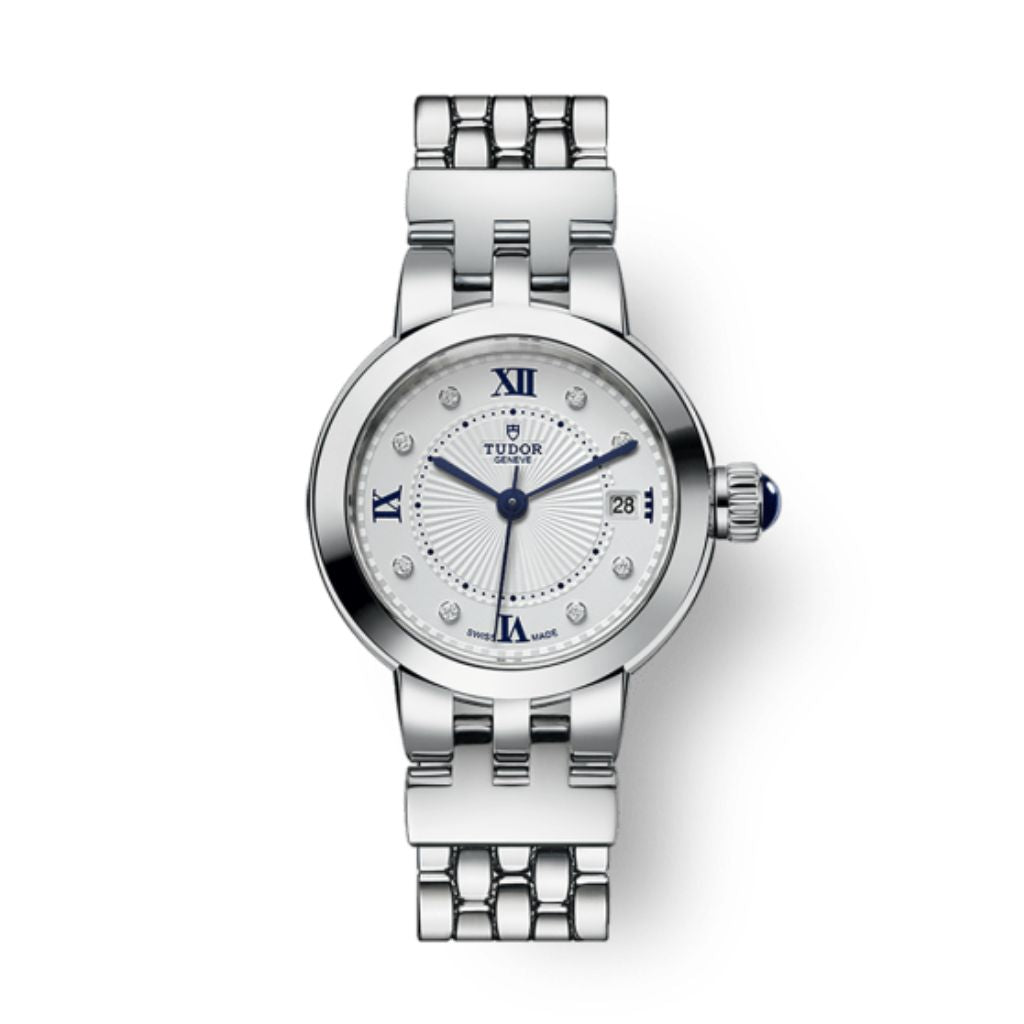 Tudor Clair de Rose 26 mm Silver Dial with Diamonds Stainless Steel Bracelet M35200-0004