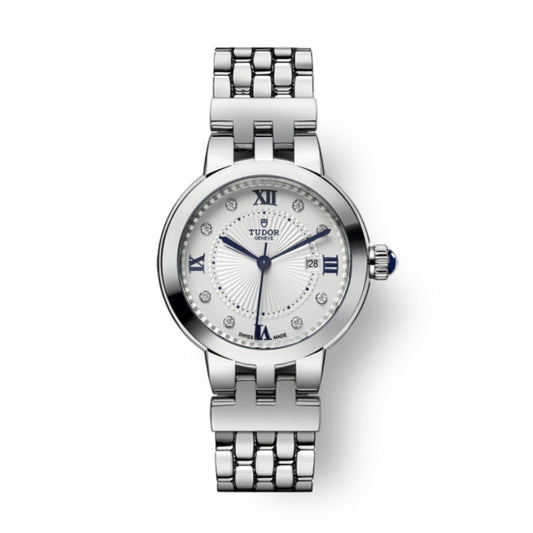 Tudor Clair de Rose 30 mm Silver Dial with Diamonds Stainless Steel Bracelet M35500-0004
