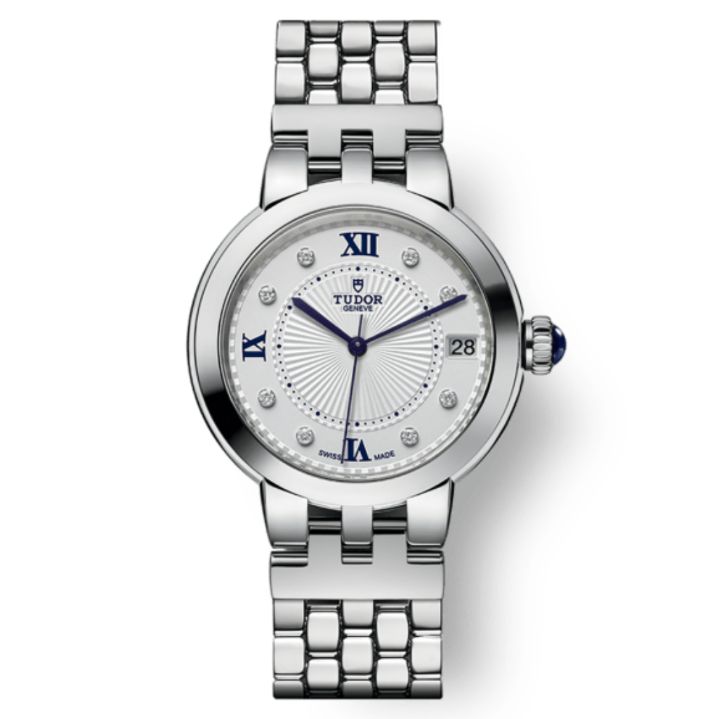 Tudor Clair de Rose 34 mm Silver Dial with Diamonds Stainless Steel Bracelet M35800-0004