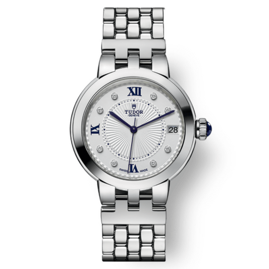 Tudor Clair de Rose 34 mm Silver Dial with Diamonds Stainless Steel Bracelet M35800-0004