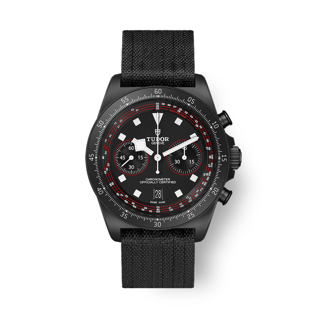 Tudor Pelagos FXD Chrono 43 mm Black Dial Black Carbon Composite Fabric Strap M25827KN-0001