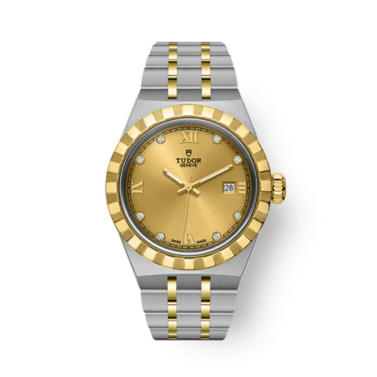 Tudor Tudor Royal 28 mm Golden Dial with Diamonds Stainless Steel Bracelet M28303-0006