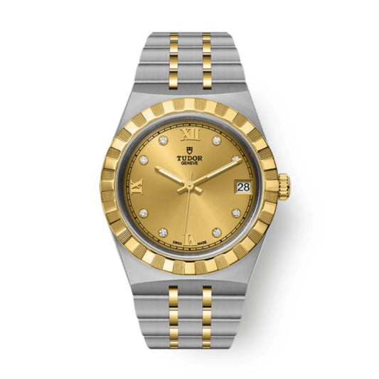 Tudor Tudor Royal 34 mm Golden Dial with Diamonds Stainless Steel Bracelet M28403-0006