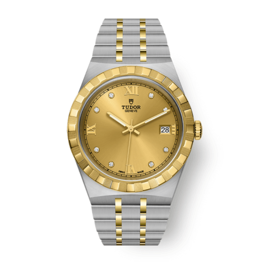 Tudor Tudor Royal 38 mm Golden Dial with Diamonds Stainless Steel Bracelet M28503-0005