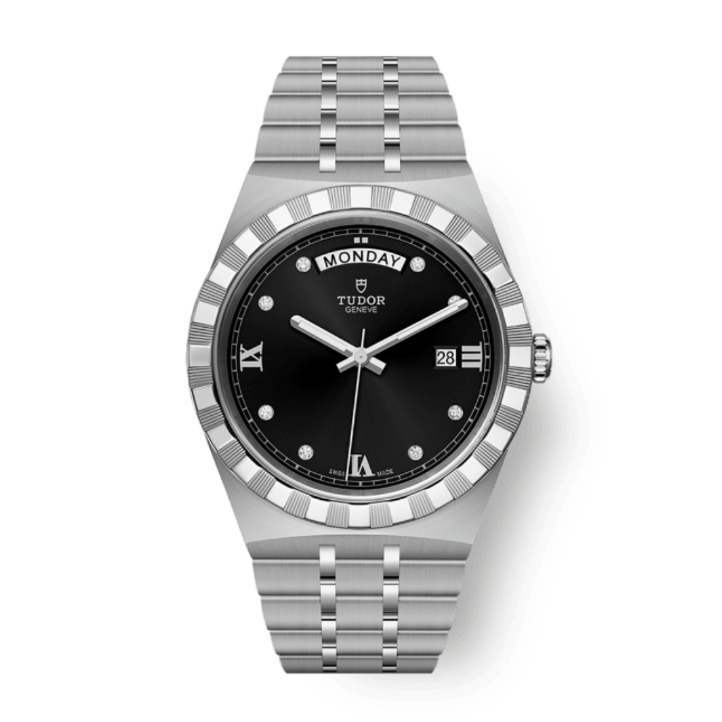 Tudor TUDOR Royal 41 mm Black Dial with Diamonds Stainless Steel Bracelet M28600-0004