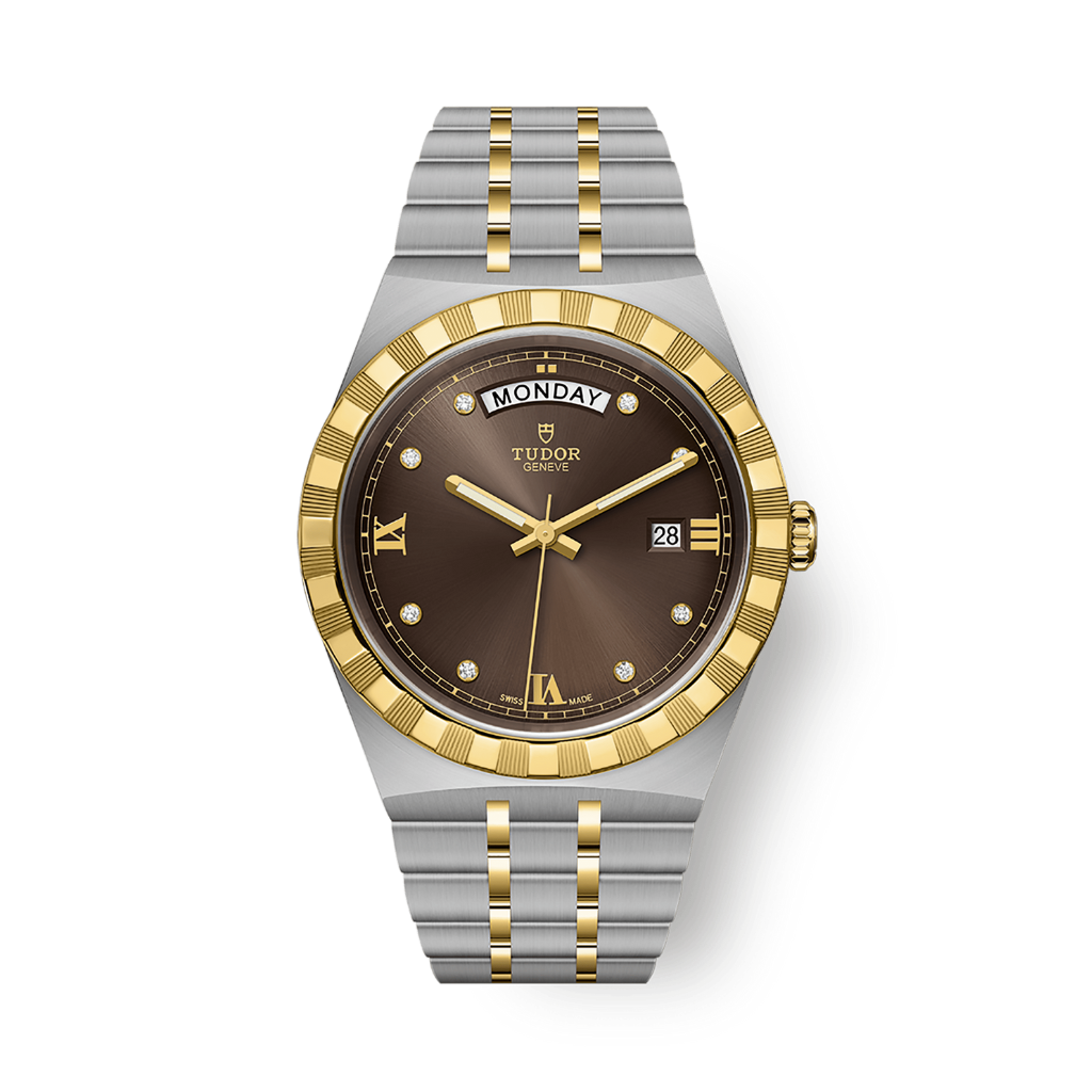 Tudor Tudor Royal 41 mm Chocolate Brown Dial with Diamonds Stainless Steel Bracelet M28603-0008