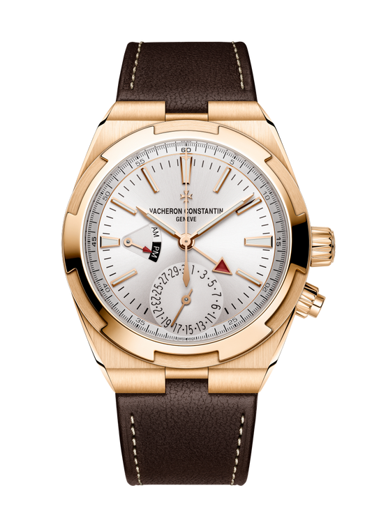Vacheron Constantin Overseas dual time 41 mm Silver Dial 18K Pink Gold   Leather Strap 7920V/000R-B336