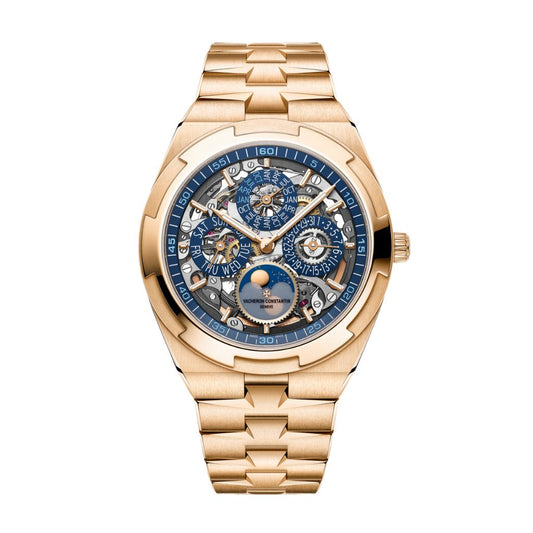 Vacheron Constantin Overseas perpetual calendar ultra-thin skeleton 41.5 mm Blue Dial 18K Pink Gold Bracelet 4300V/220R-B642