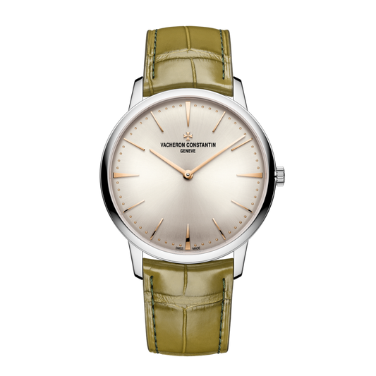 Vacheron Constantin Patrimony manual-winding 39 mm Silver Dial White Gold   Leather Strap 1410U/000G-H017