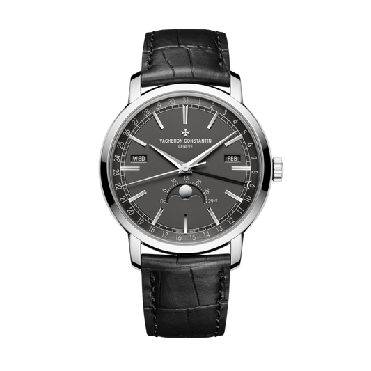 Vacheron Constantin Traditionnelle complete calendar 41 mm Black Dial White Gold   Leather Strap 4010T/000G-B740