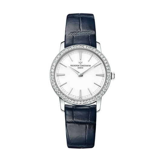 Vacheron Constantin Traditionnelle manual-winding 33 mm Silver Dial with Diamonds White Gold   Leather Strap 81590/000G-9848