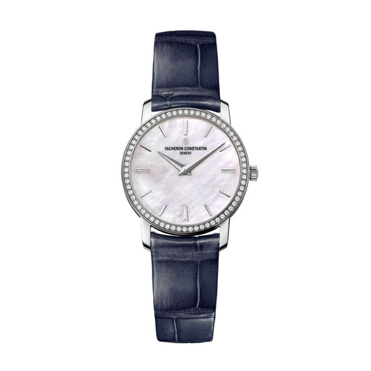 Vacheron Constantin Traditionnelle quartz 30 mm White Mother-Of-Pearl Dial with Diamonds White Gold   Leather Strap 25558/000G-B157
