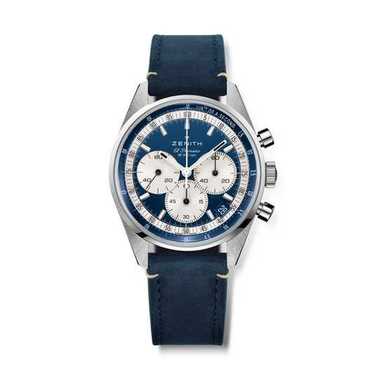 Zenith CHRONOMASTER EP ORIGINAL 38 mm Blue Dial Stainless Steel   Leather Strap 03.3200.3600/51.C902
