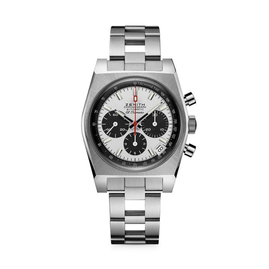 Zenith CHRONOMASTER REVIVAL EL PRIMERO A384 37 mm Silver Panda Dial Stainless Steel Bracelet 03.A384.400/21.M384