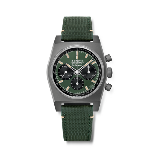 Zenith CHRONOMASTER REVIVAL SAFARI 37 mm Green Dial Titanium Fabric Strap 97.T384.400/57.C856