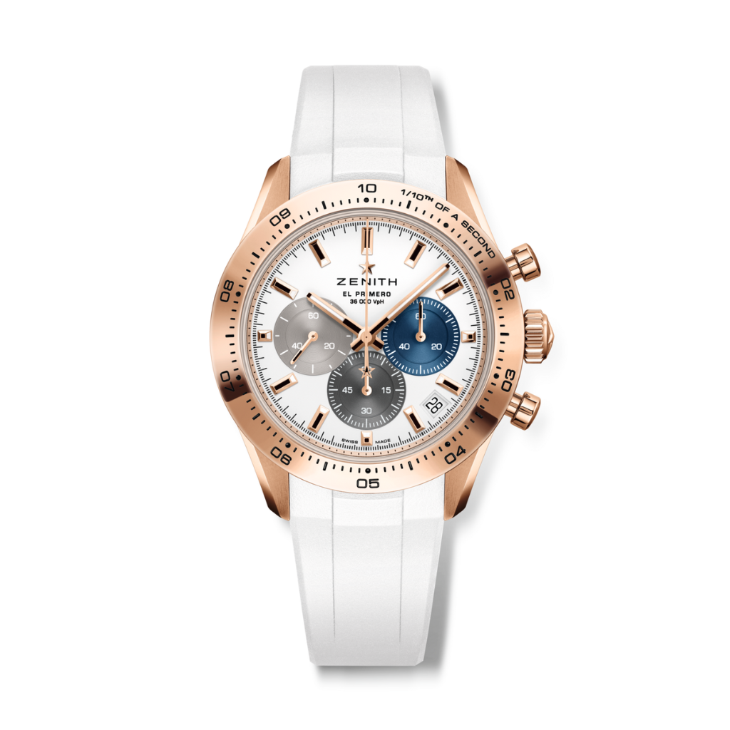 Zenith CHRONOMASTER SPORT 41 mm White Dial 18k Rose Gold Rubber Strap 18.3101.3600/69.R953