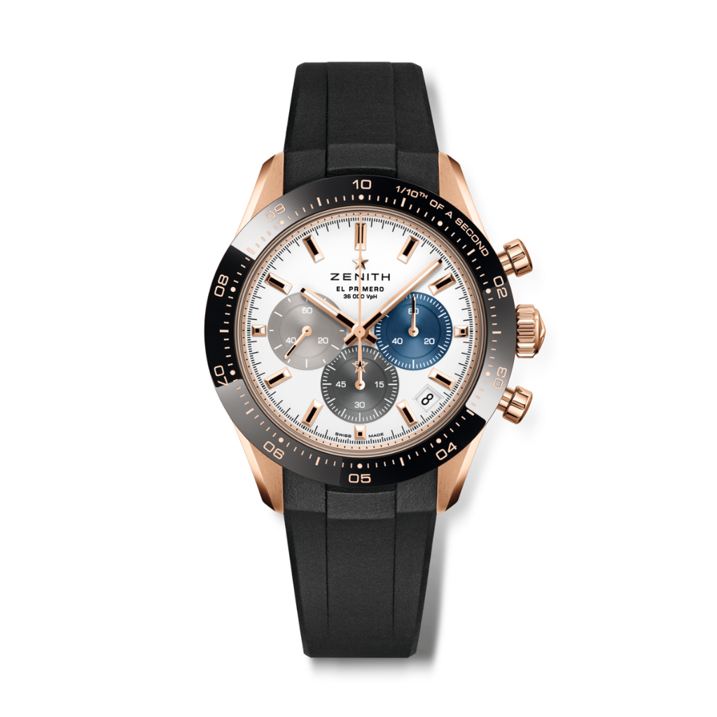Zenith CHRONOMASTER SPORT 41 mm White Dial 18K Rose Gold with Black Ceramic Rubber Strap 18.3100.3600/69.R951