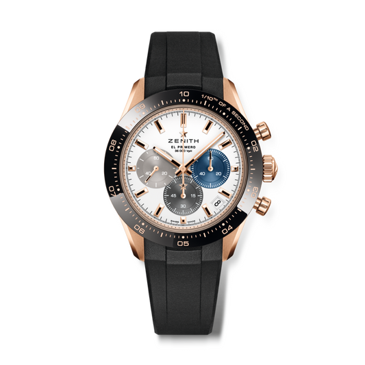 Zenith CHRONOMASTER SPORT 41 mm White Dial 18K Rose Gold with Black Ceramic Rubber Strap 18.3100.3600/69.R951