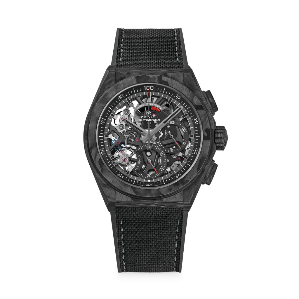 Zenith DEFY 21 44 mm Black Dial Black Carbon Rubber Strap 10.9000.9004/96.R921