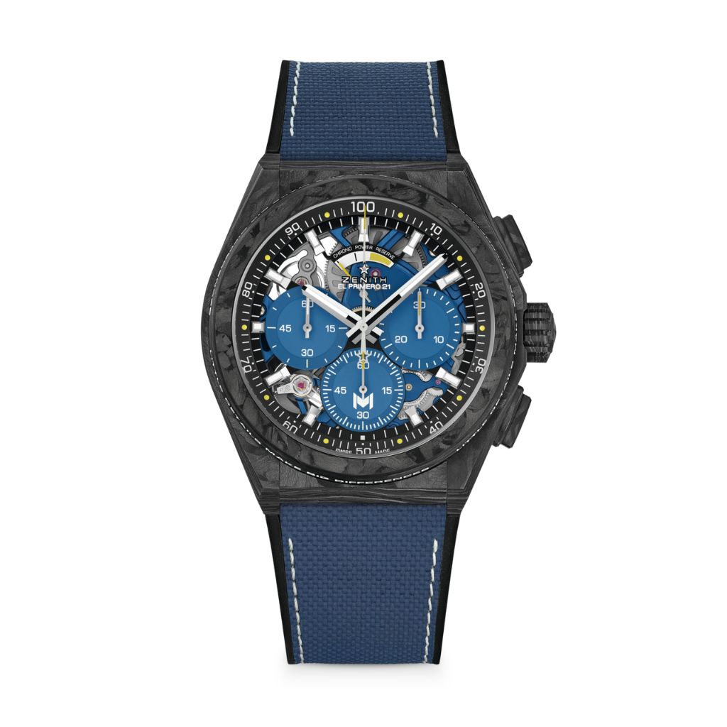 Zenith DEFY 21 PATRICK MOURATOGLOU 44 mm Black & Blue Dial Black Carbon Rubber Strap 10.9000.9004/M99.R939