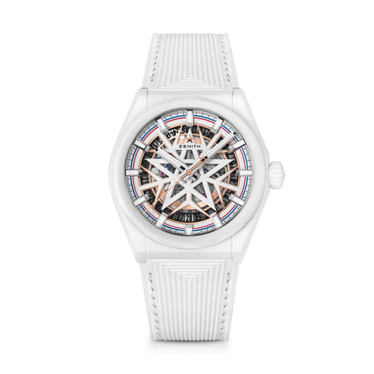 Zenith DEFY Classic Skeleton Fusalp 41 mm Silver Dial White Ceramic Rubber Strap 49.9002.670-1/02.R796