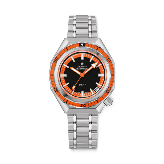 Zenith DEFY REVIVAL 37 mm Black & Orange Dial Stainless Steel Bracelet 03.A3648.670/21.M3648