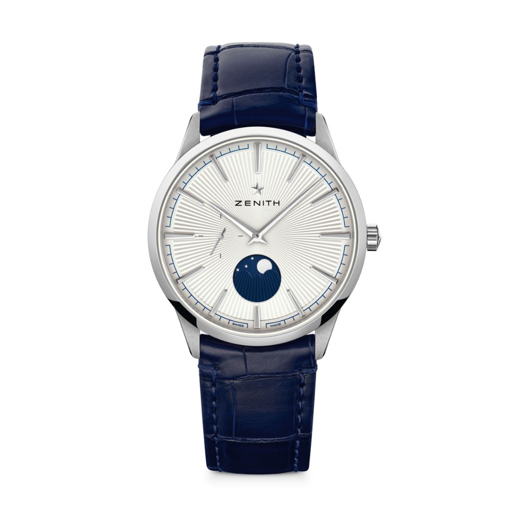 Zenith ELITE MOONPHASE 40.5 mm Silver Dial Stainless Steel   Leather Strap 03.3100.692/01.C922