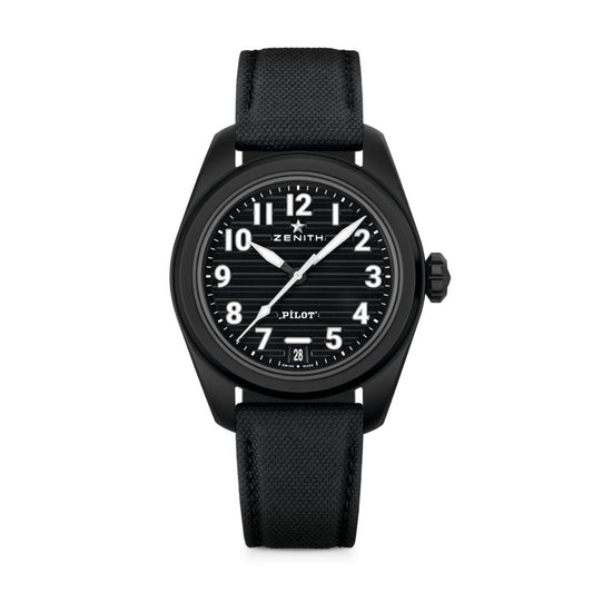 Zenith PILOT Automatic 40 mm Black Dial Black Ceramic Rubber Strap 49.4000.3620/21.I001