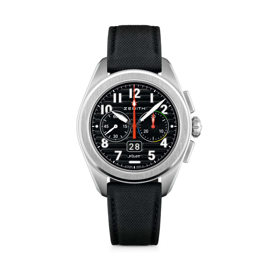 Zenith PILOT Big Date Flyback 42.5 mm Black Dial Stainless Steel Rubber Strap 03.4000.3652/21.I001