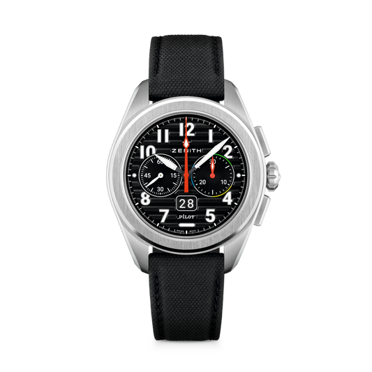 Zenith PILOT Big Date Flyback 42.5 mm Black Dial Stainless Steel Rubber Strap 03.4000.3652/21.I001